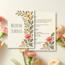 Calendrier de week-end de mariage botanique d'auto