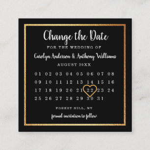 Carte D'accompagnement Calendrier Gold Foil Moderne Modifier La Date