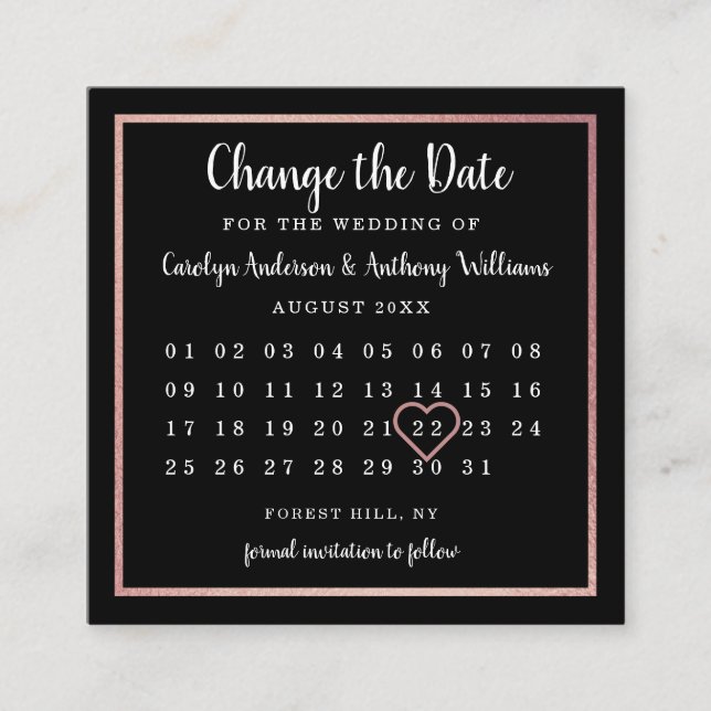 Carte D'accompagnement Calendrier Gold Rose Moderne Modifier La Date (Devant)