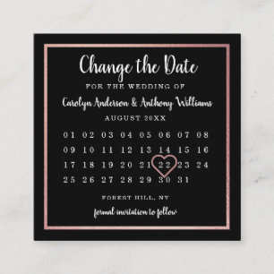 Carte D'accompagnement Calendrier Gold Rose Moderne Modifier La Date