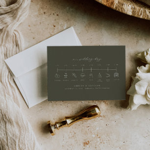 Carte D'accompagnement Calendrier Mariage Vert Insérer l'ordre des événem