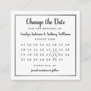 Carte D'accompagnement Calendrier moderne à changer de date avec feuille