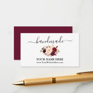 Carte D'accompagnement Calligraphie Aquarelle Bourgogne Floral artisanal