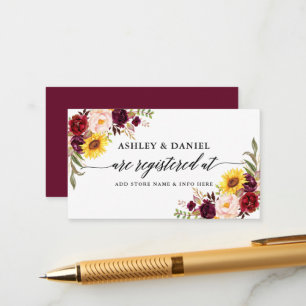Carte D'accompagnement Calligraphie Aquarelle Floral Mariage Registry