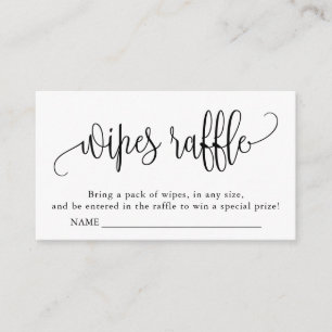 Carte D'accompagnement Calligraphie Baby shower linges Raffle noir blanc