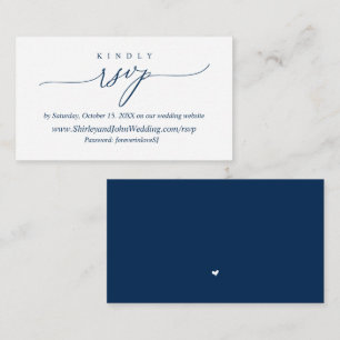 Carte D'accompagnement Calligraphie bleu marine minimaliste moderne, RSVP