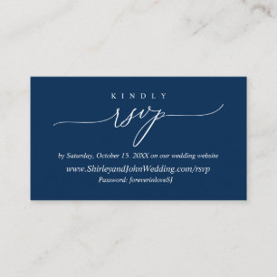 Carte D'accompagnement Calligraphie bleu marine minimaliste moderne, RSVP