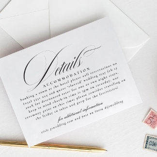 Carte D'accompagnement Calligraphie classique noir blanc Détails Mariage