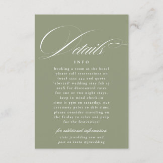 Carte D'accompagnement Calligraphie classique Sage Green Détails du Maria