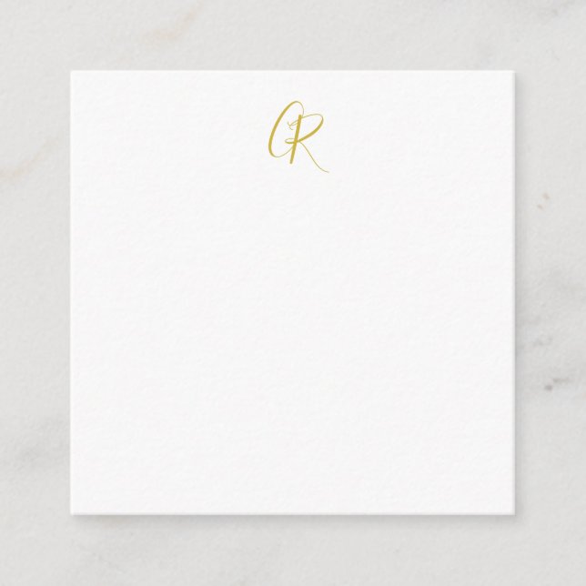 Carte D'accompagnement Calligraphie couleur or monogramme moderne minimal (Devant)
