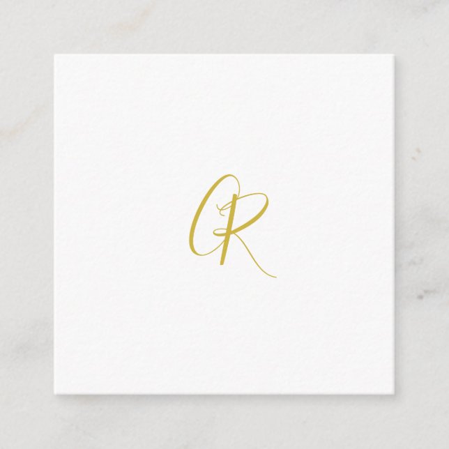 Carte D'accompagnement Calligraphie couleur or monogramme moderne minimal (Devant)