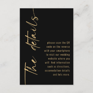 Carte D'accompagnement Calligraphie de code QR en or noir Détails du Mari