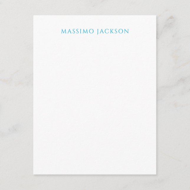 Carte D'accompagnement Calligraphie de nom Script Plain Simple Blanc Bleu (Devant)