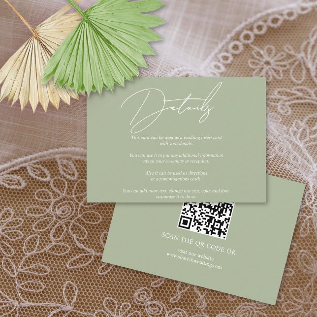 Carte D'accompagnement Calligraphie de script moderne sauge vert mariage  (Créateur téléchargé)