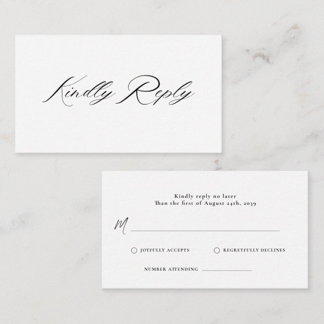 Carte D'accompagnement Calligraphie de script romantique QR Code Mariage  (Devant / Derrière)