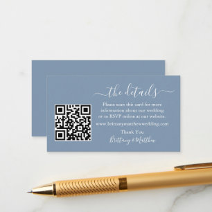 Carte D'accompagnement Calligraphie Détails du Mariage Site Web QR Dusty