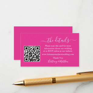 Carte D'accompagnement Calligraphie Détails du Mariage Site Web QR Hot Pi