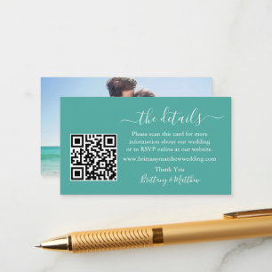 Carte D'accompagnement Calligraphie Détails du Mariage Site Web QR Photo