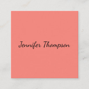 Carte D'accompagnement Calligraphie Élégant Rose Corail Simple Nom