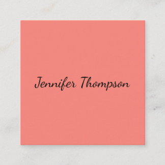 Carte D'accompagnement Calligraphie Élégant Rose Corail Simple Nom