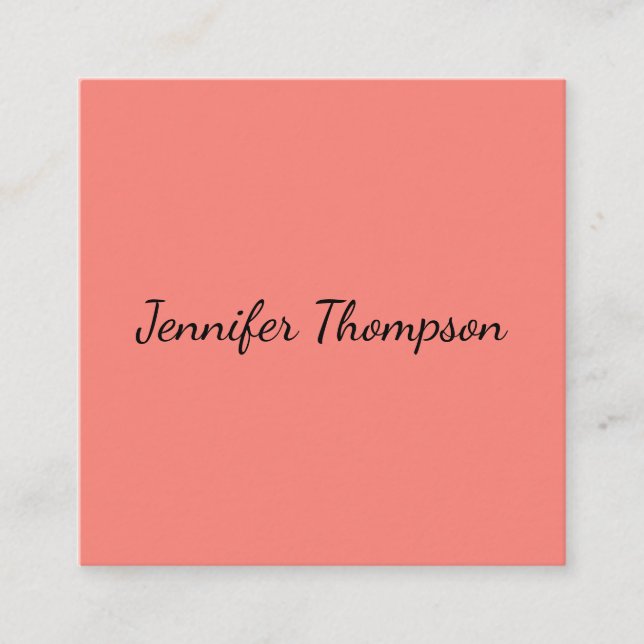 Carte D'accompagnement Calligraphie Élégant Rose Corail Simple Nom (Devant)