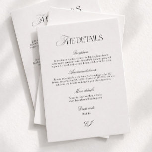 Carte D'accompagnement Calligraphie Élégante Détails de Mariage Noir et B