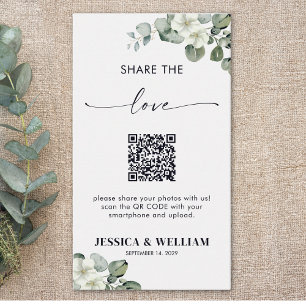 Carte D'accompagnement Calligraphie Eucalyptus Partagez l'amour QR Code