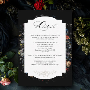 Carte D'accompagnement Calligraphie florale noire