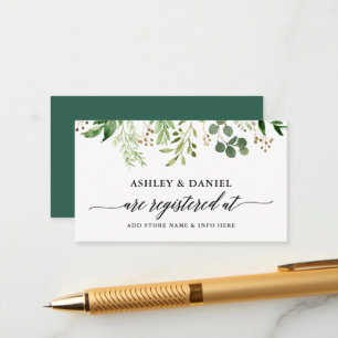 Carte D'accompagnement Calligraphie Green Botanical Mariage Registry