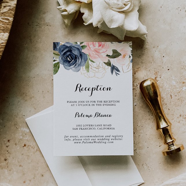 Carte D'accompagnement Calligraphie Hiver Réception de mariage floral (Créateur téléchargé)