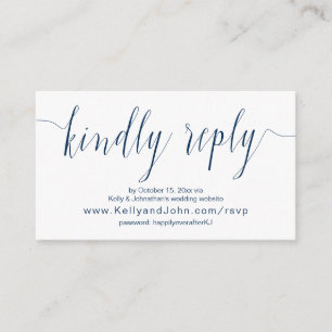 Carte D'accompagnement Calligraphie Mariage, Blue Navy, dîner en ligne RS