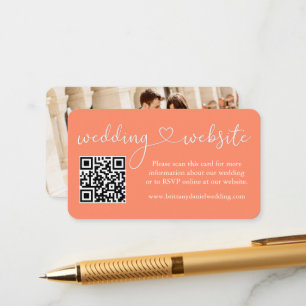 Carte D'accompagnement Calligraphie Mariage cardiaque Site Web QR Photo C