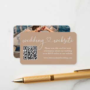 Carte D'accompagnement Calligraphie Mariage cardiaque Site Web QR Photo T
