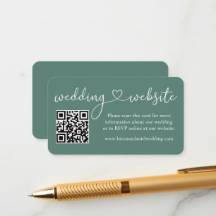 Carte D'accompagnement Calligraphie Mariage cardiaque Web QR Eucalyptus V