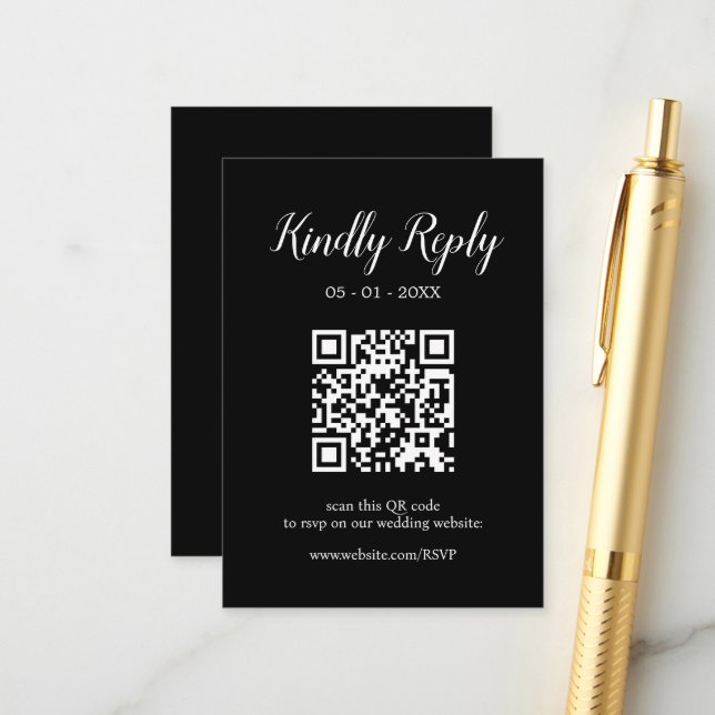 Carte D'accompagnement Calligraphie Mariage moderne modifiable QR Code RS (Devant/Arrière en situation)