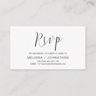 Carte D'accompagnement Calligraphie mariage, Script noir, Dîner RSVP