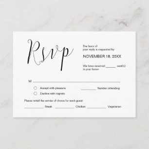 Carte D'accompagnement Calligraphie mariage, Script noir simple, RSVP