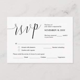Carte D'accompagnement Calligraphie mariage, Script noir simple, RSVP