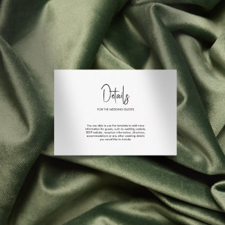 Carte D'accompagnement Calligraphie minimaliste mariage blanc