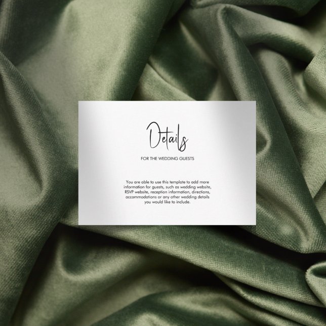 Carte D'accompagnement Calligraphie minimaliste mariage blanc (Créateur téléchargé)