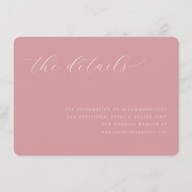Carte D'accompagnement Calligraphie minimaliste rose élégante (Devant)