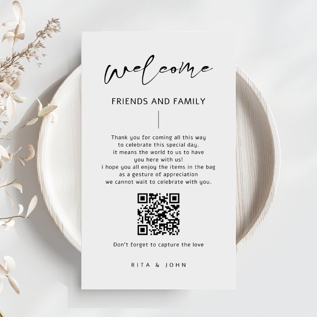 Carte D'accompagnement Calligraphie moderne Bienvenue Sac cadeau de bienv (Créateur téléchargé)