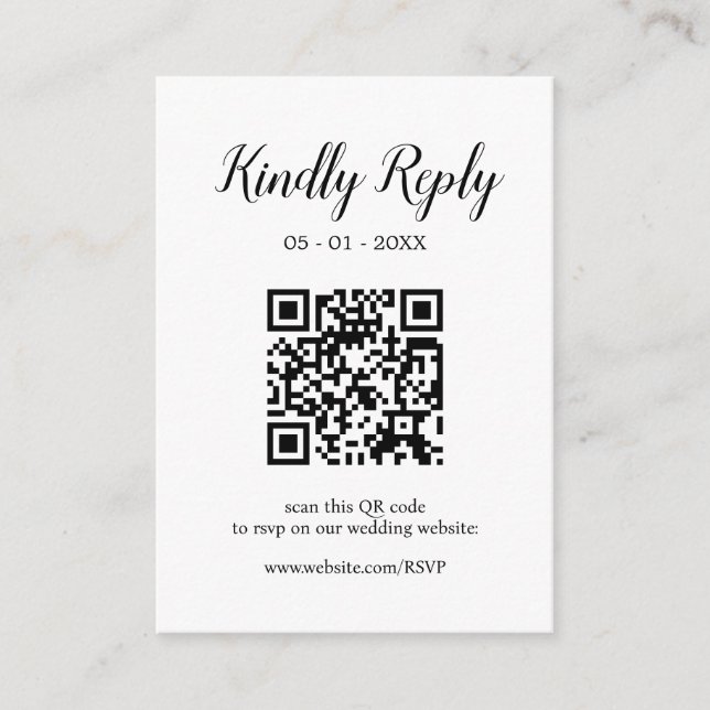 Carte D'accompagnement Calligraphie moderne de mariage QR Code RSVP modif (Devant)