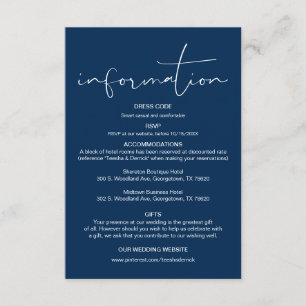 Carte D'accompagnement Calligraphie moderne, Détails Mariages, Informatio