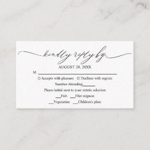 Carte D'accompagnement Calligraphie moderne élégante pour mariage RSVP