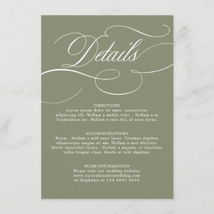 Carte D'accompagnement Calligraphie moderne intemporelle mariage Vert Sau