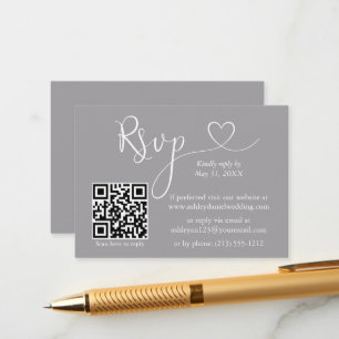 Carte D'accompagnement Calligraphie moderne Mariage cardiaque QR RSVP Gre