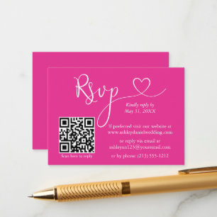 Carte D'accompagnement Calligraphie moderne Mariage cardiaque QR RSVP Hot
