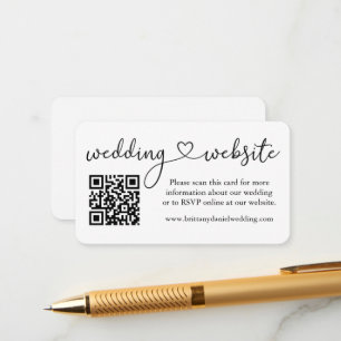 Carte D'accompagnement Calligraphie moderne Mariage cardiaque site Web QR