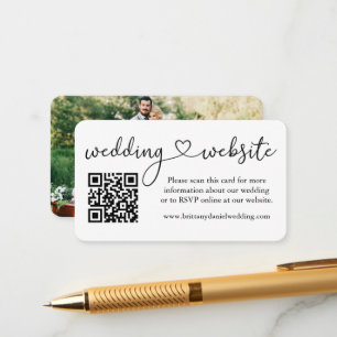 Carte D'accompagnement Calligraphie moderne Mariage cardiaque Site Web QR